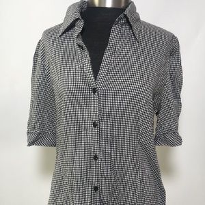 H&M Black And White  Button Down Blouse